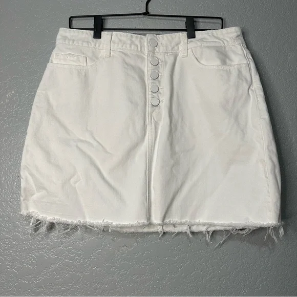 Paige Aideen‎ Mini Skirt Distressed Crisp White High Waisted - Picture 4 of 12